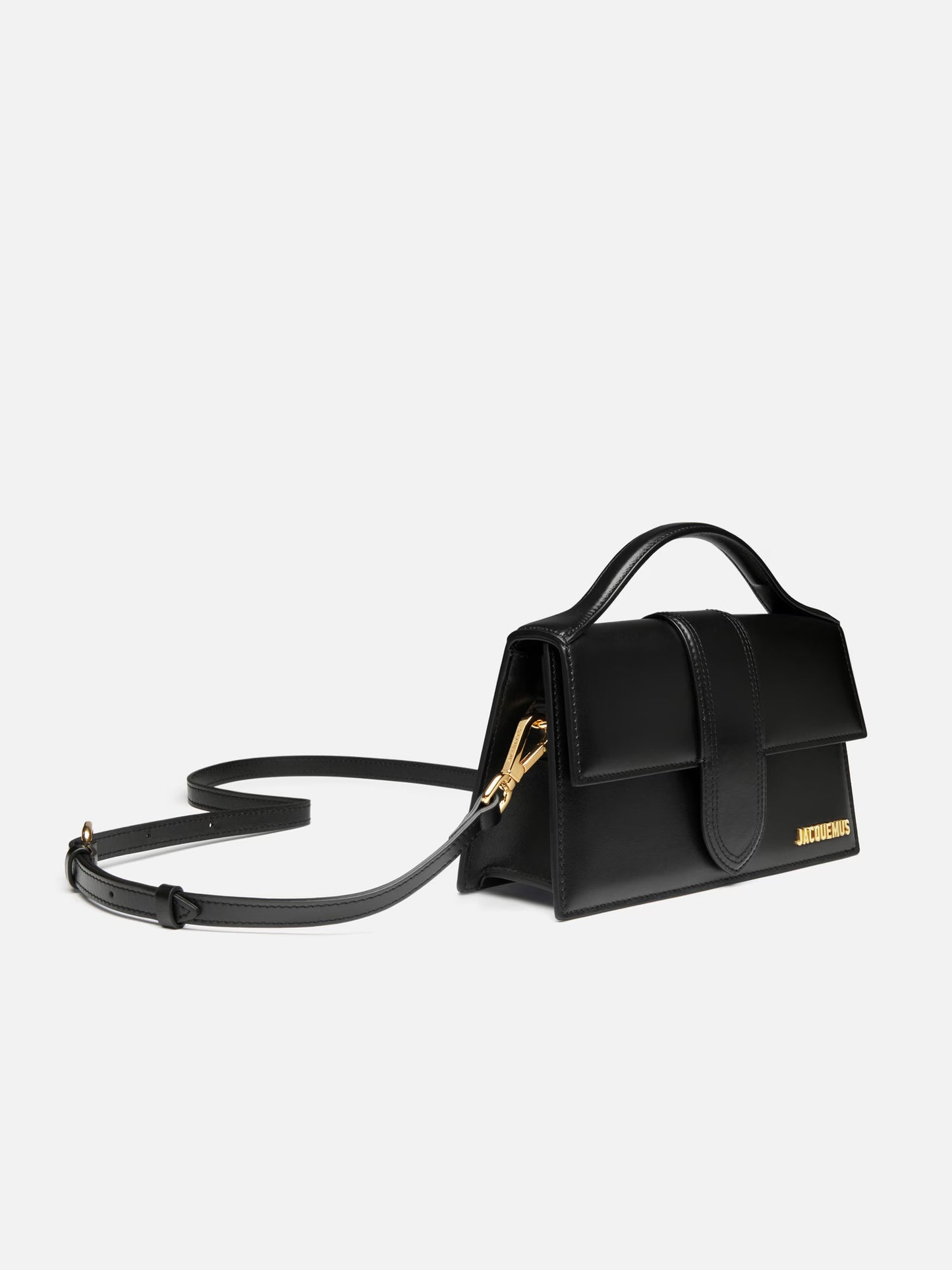 Black elegant hand bag with gold logo