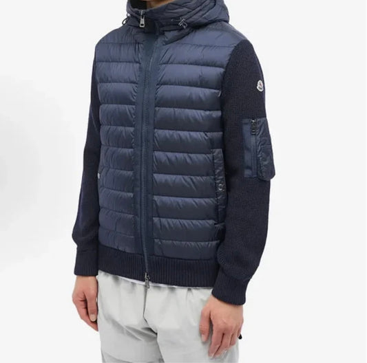 Navy cardigan hooded with pocket on sleeves