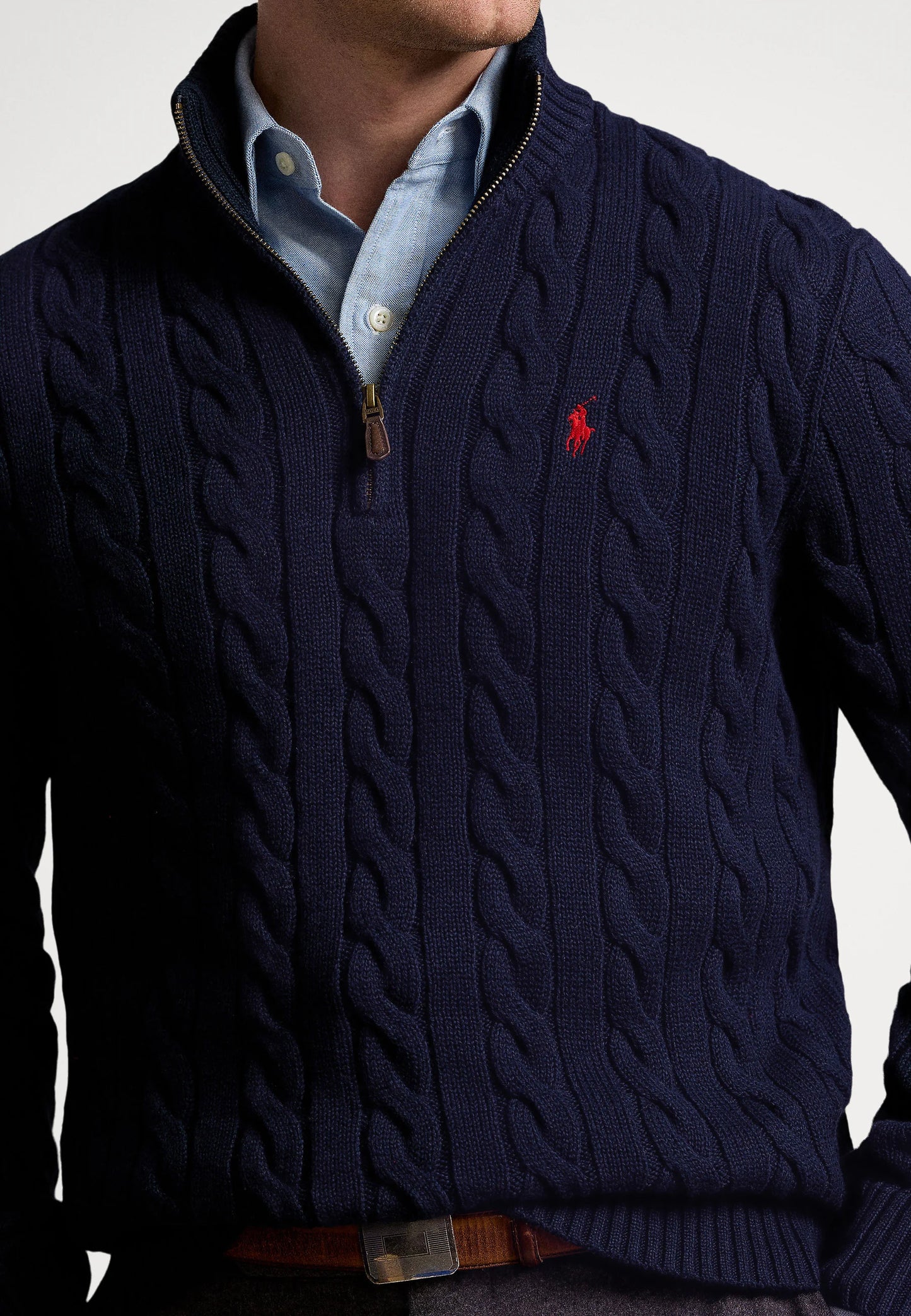 Navy Blue Quarter Zip with logo in the chest