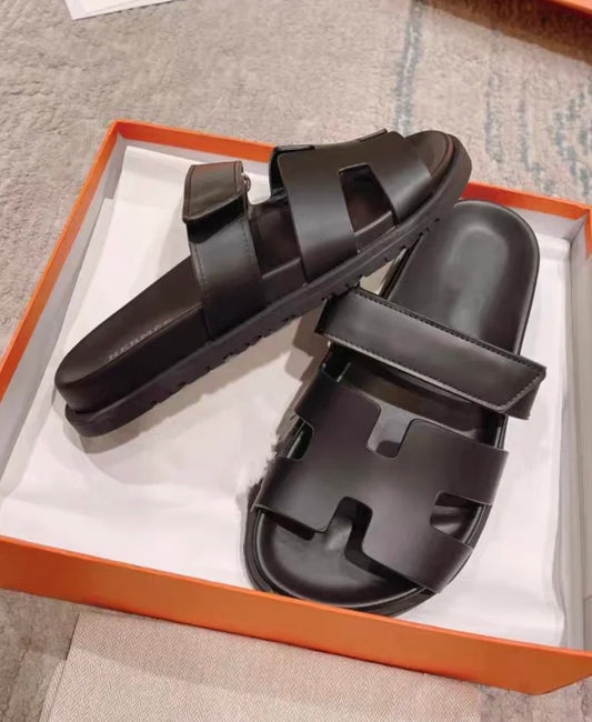 black Viral H sandals old money