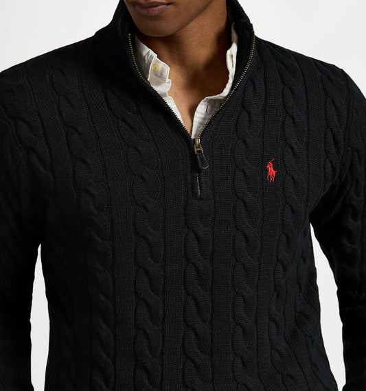 Black Quarter Zip with logo in the chest