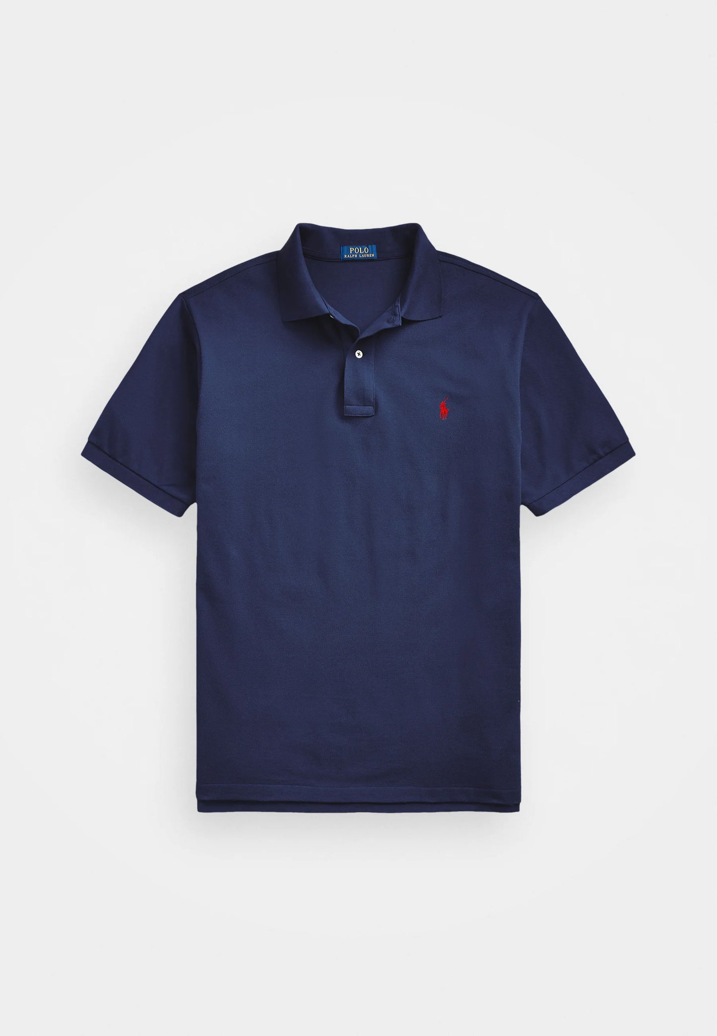 Navy Blue polo with red logo
