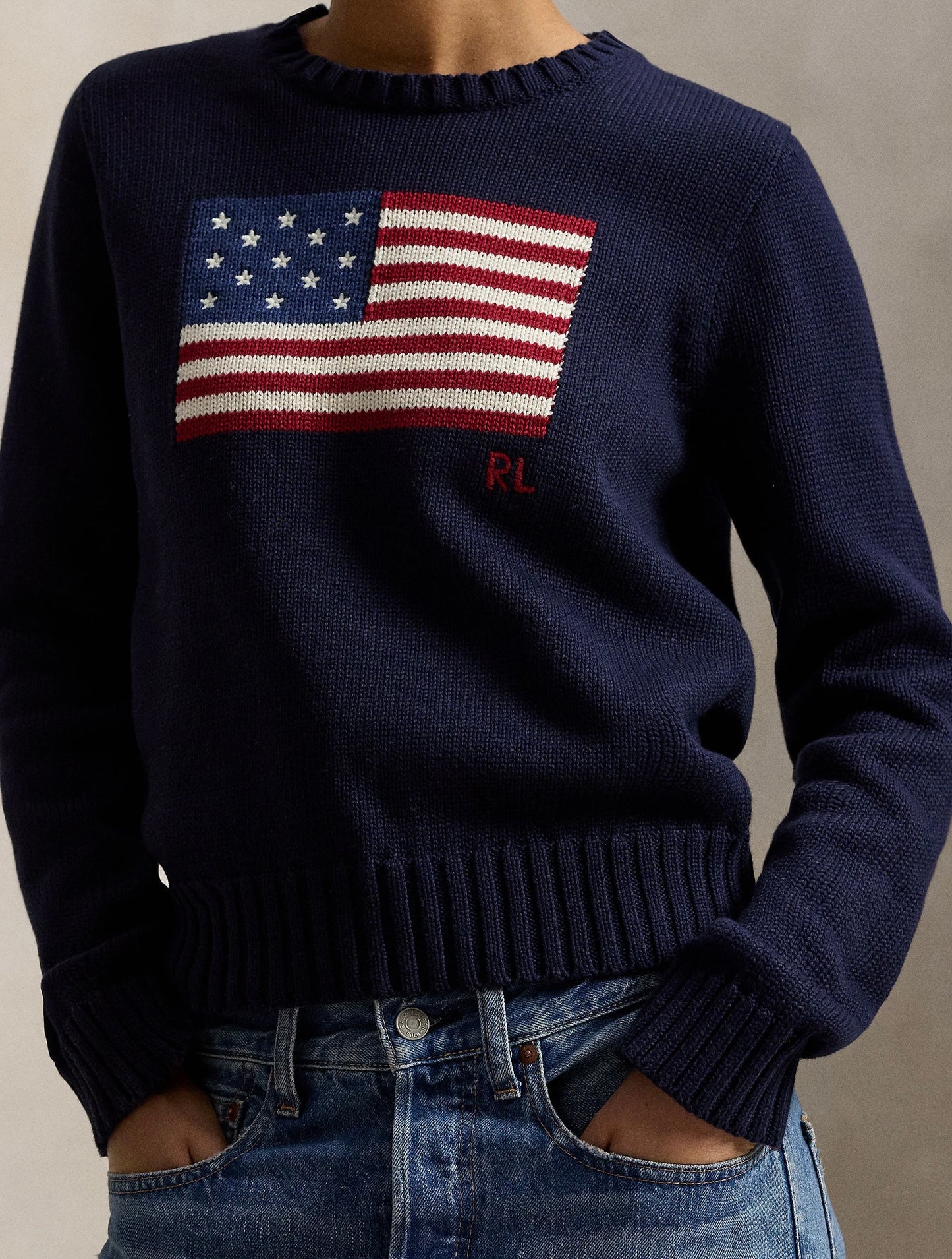 Navy Blue Sweater Usa flag on the middle