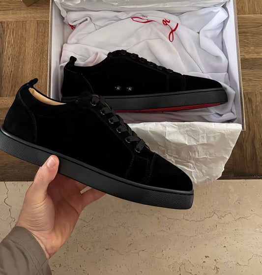 Minimalist Black Sneakers with Red Sole
