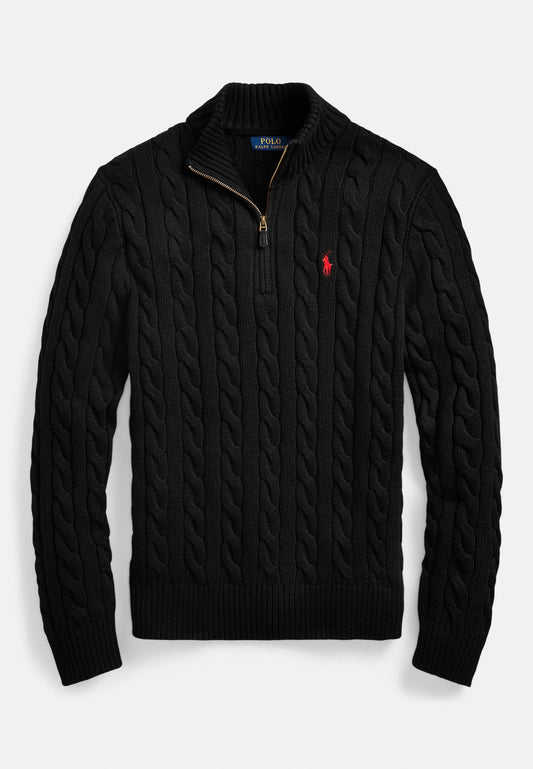 Black Quarter Zip with logo in the chest