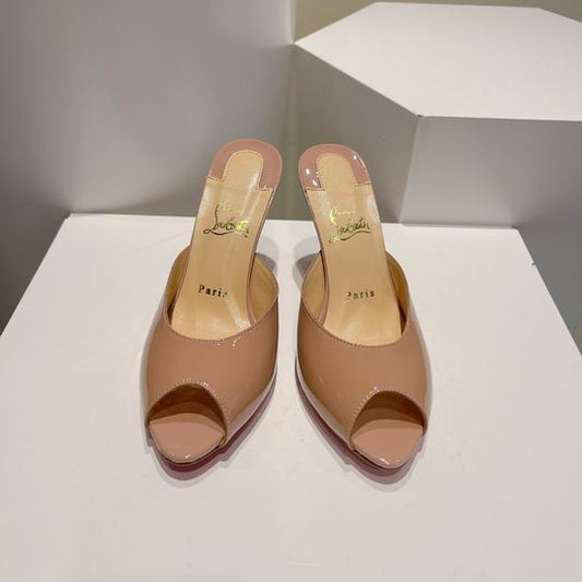 Nude Open-Toe High Heel Mules