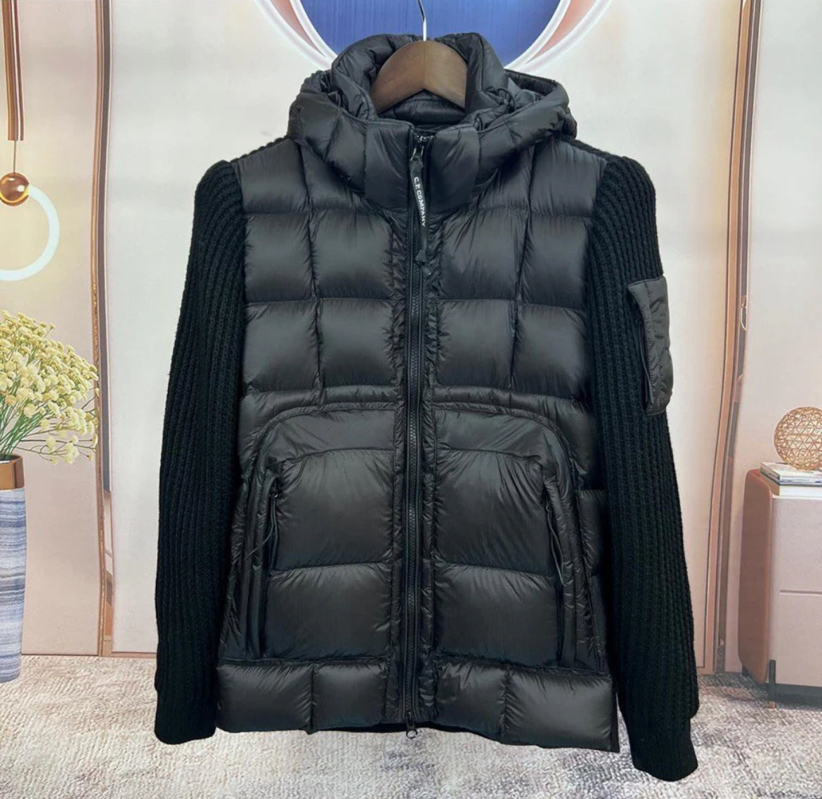 Black cardigan hooded with pocket on sleeves