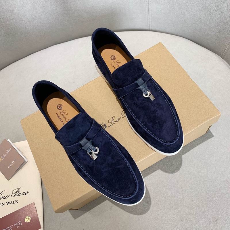 Navy Suede Penny Loafers