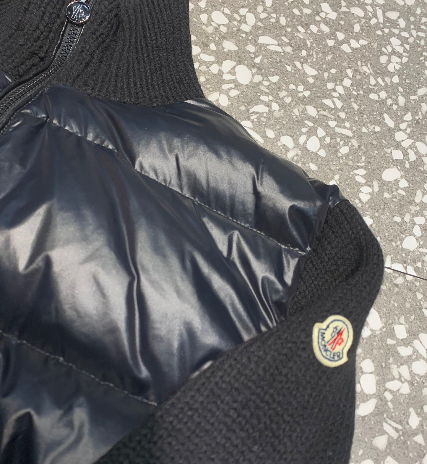 Wool Knit Sleeve Down Jacket